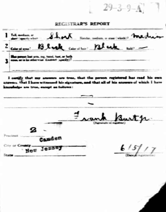 Edward H. Dorsey World War I Draft Registration Card — back
