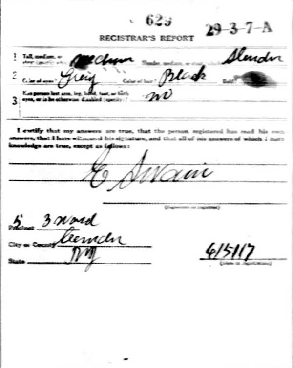 Edward J. Steigerwald World War I Draft Registration Card — back
