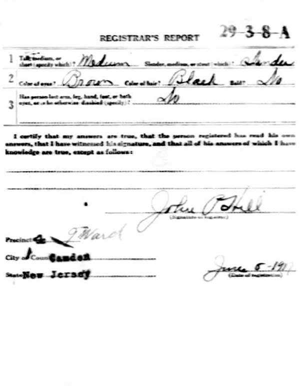 Edwin M. Matthews World War I Draft Registration Card — back