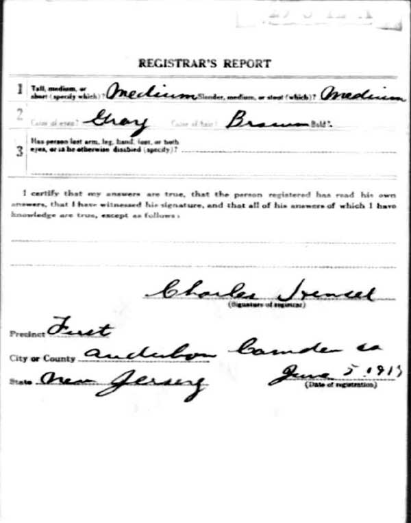 James L. Murray World War I draft registration card (reverse)