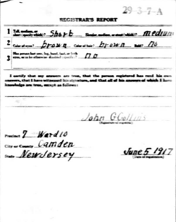 J. Richard Geist World War I Draft Registration Card, side 2
