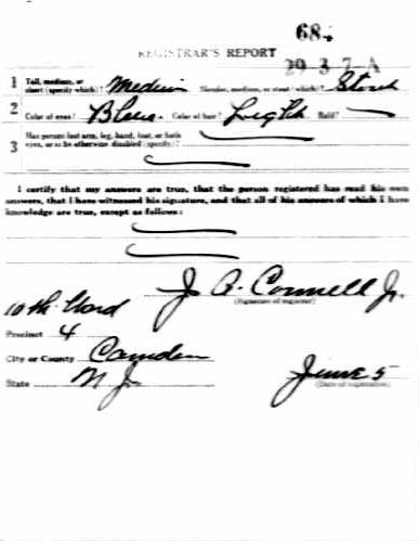Laurence S. Adams World War I draft registration card (reverse)