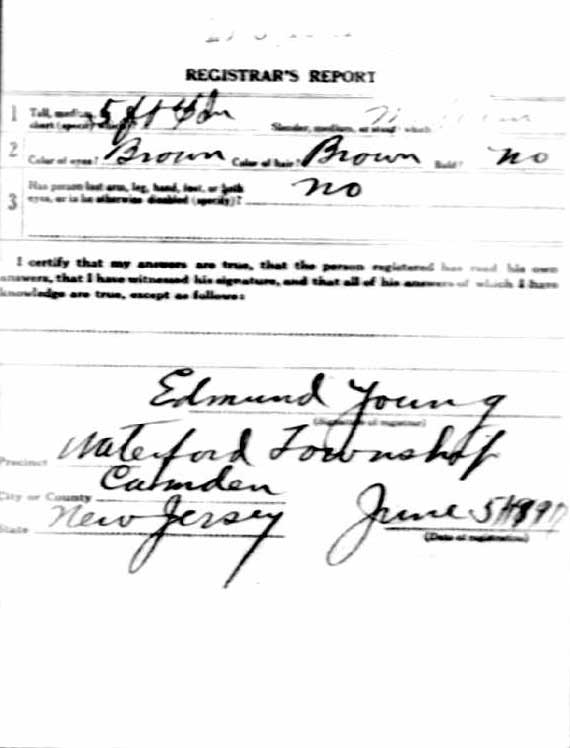 Martin Waldvogel World War I draft registration card (reverse)
