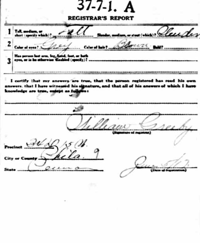 World War I Draft Registration Card for Michael J. Hanaghue Jr., back