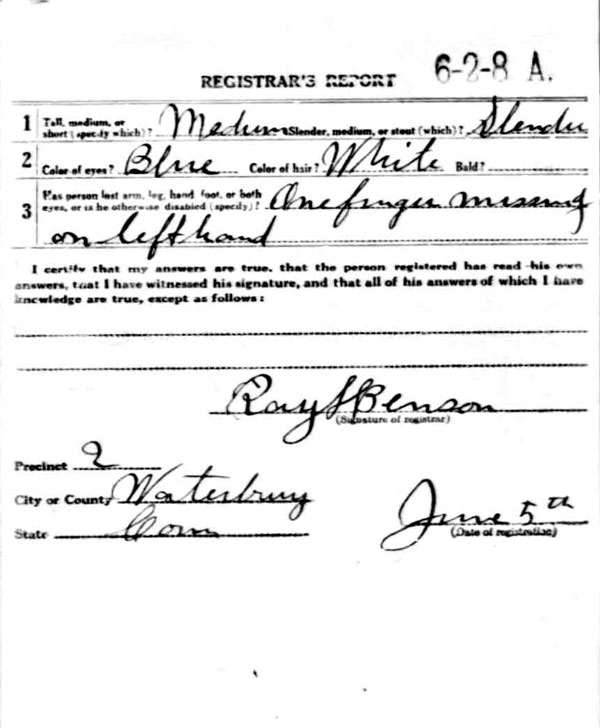 World War I Draft Registration Card for Otto Dreher, back