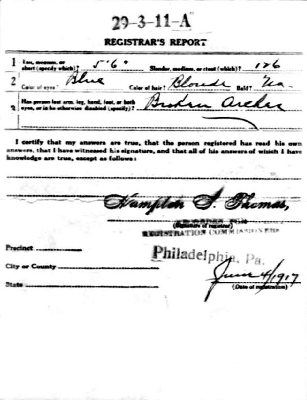 Philip Diaz World War I Draft Registration Card, side 2