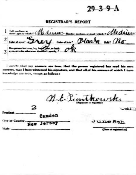 Stanislaw Gontarski World War I Draft Registration Card, side 2