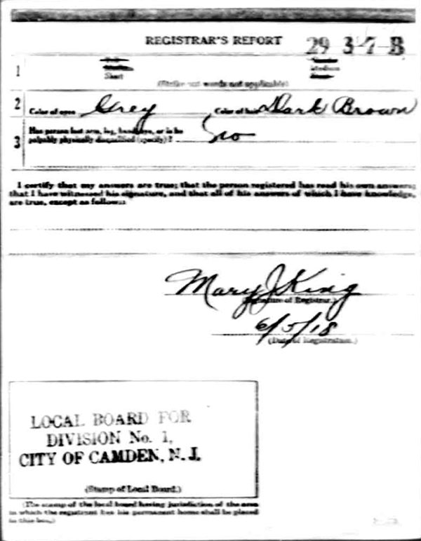 Thomas H. Wright World War I Draft Registration Card, side 2