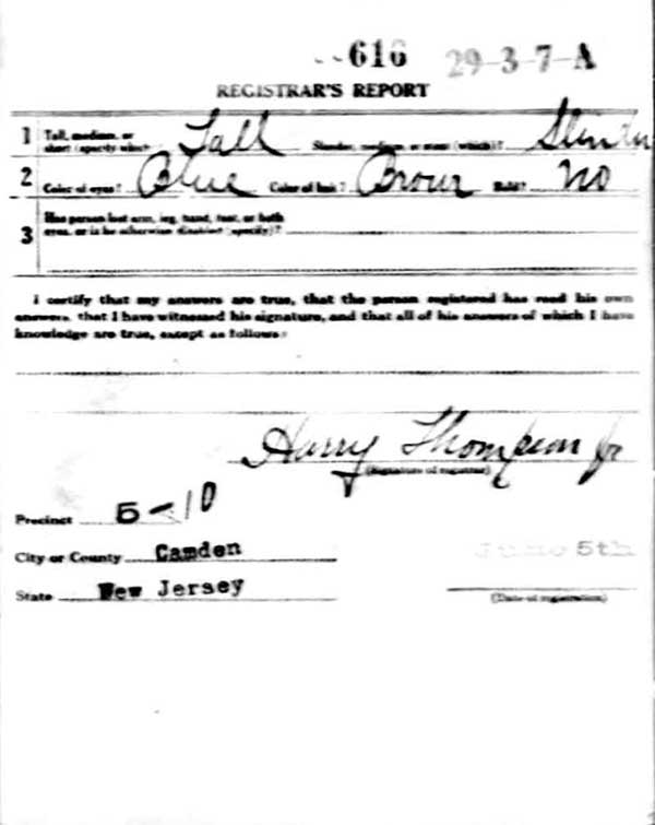 William Schucker World War I Draft Registration Card, side 2