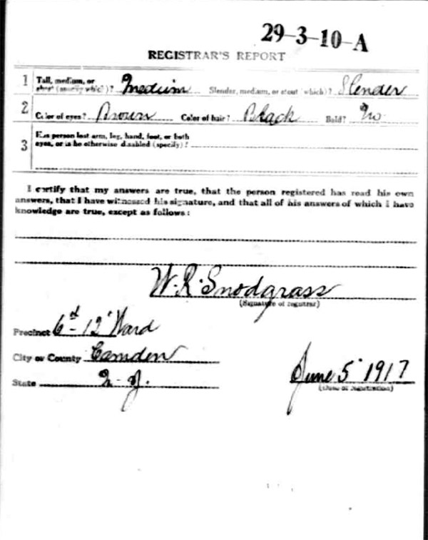 William E. Truxton World War I Draft Registration Card, side 2