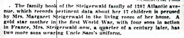 Caption: Sends Her Sons to Two World Wars — Camden Courier-Post December 5, 1942