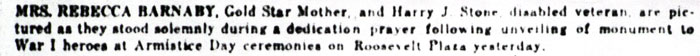Camden Courier-Post November 12 1947 — Gold Star Mother Bows in Prayer caption