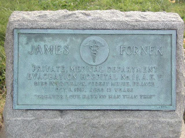 James Fornek grave, Calvary Cemetery, Cherry Hill, New Jersey