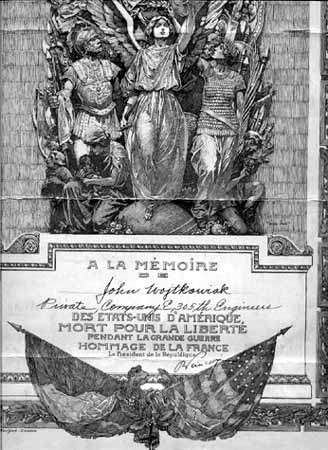 Memorial to Private John Wojtkowiak
