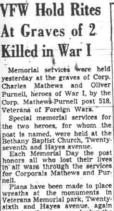 Corporal Charles Albert Mathews, WWI