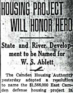 Camden Courier-Post February 22, 1942 - Housing Project Will Honor Hero, column 1