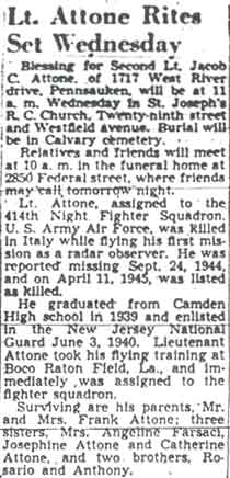 Lt. Attone Rites Set Wednesday - Camden Courier-Post December 5, 1948