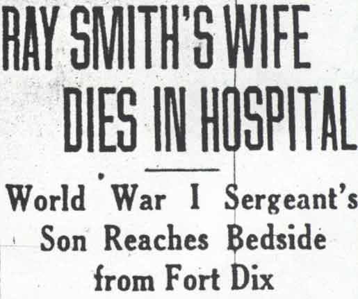 Ray Smith's Wife Dies in Hospital (headline)