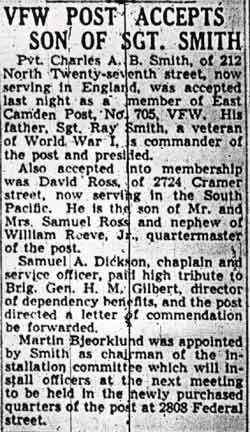 VFW Post Accepts Son of Sgt. Smith