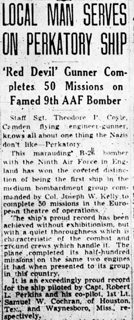 Camden Courier-Post, April 8, 1944 — Local Man Serves on Perkatory Ship