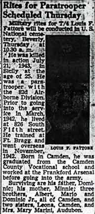 Rites for Paratrooper Scheduled Thursday — Camden Courier-Post, July 25, 1948