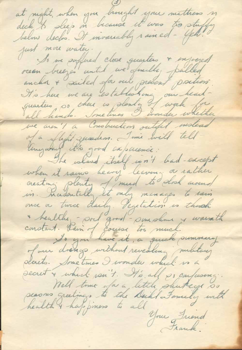 Letter from Frank Brown to Waldemar Diehl, December 20, 1944, page 3
