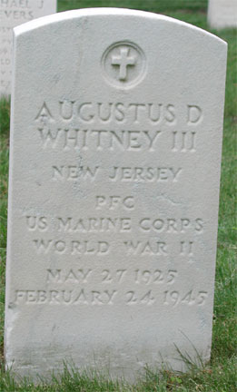 Grave marker for Augustus D. Whitney III, Beverly National Cemetery