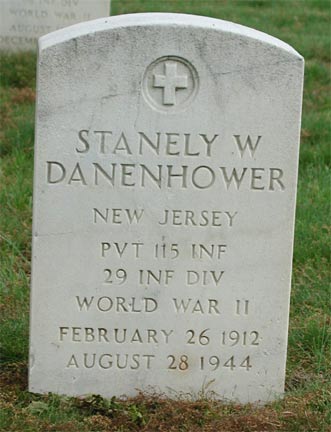 Memorial marker for Private Stanley W. Danenhower at Beverly National Cemetery