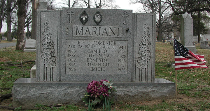 Grave of Domenick F. Mariani at New Camden Cemetery, Camden, NJ