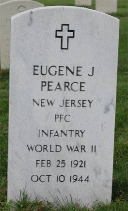 Grave of Eugene J. Pearce at Beverly National Cemetery, Beverly, NJ