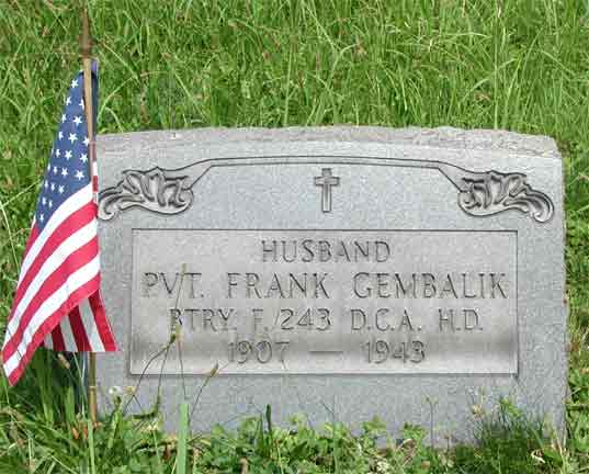 Grave of Frank Gembalik at Evergreen Cemetery, Camden NJ
