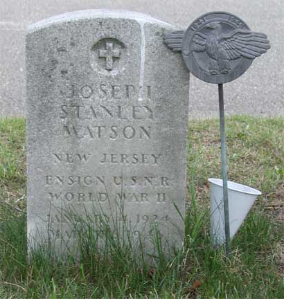 Gravestone of Ensign Joseph Stanley Watson, St. Joseph Cemetery, Gloucester Township NJ