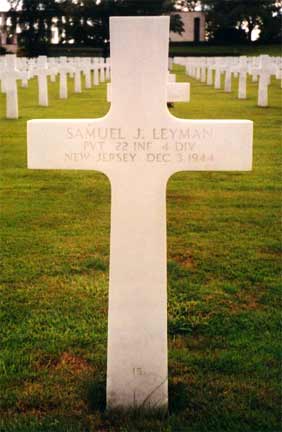 Grave of Private Samuel J. Leyman at Henri-Chapelle American Cemetery, Belgium