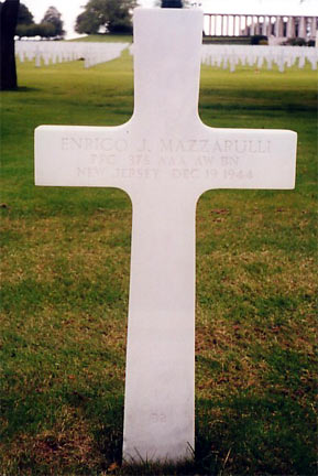 Grave of Enrico J. Mazzarulli at Henri-Chapelle American Cemetery, Belgium
