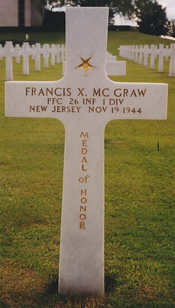 Grave marker for Francis X. McGraw at Henri-Chapelle American Cemetery