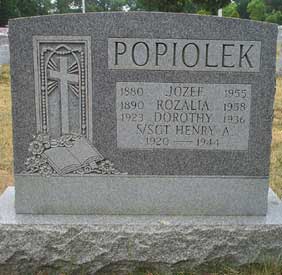 Henry Alfred Popiolek memorial, St. Joseph Cemetery, Blackwood NJ