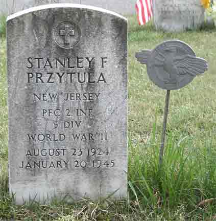 Grave of Private First Class Stanley F. Przytula at St. Joseph Cemetery, Gloucester Township NJ