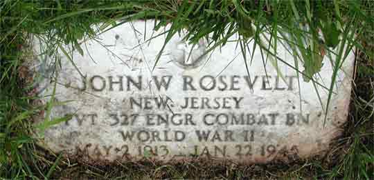 Gravestone of Private John W. Rosevelt, Evergreen Cemetery, Camden NJ