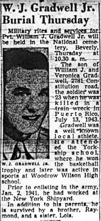 W. J. Gradwell Jr. Burial Thursday, Camden Courier-Post, May 4, 1948