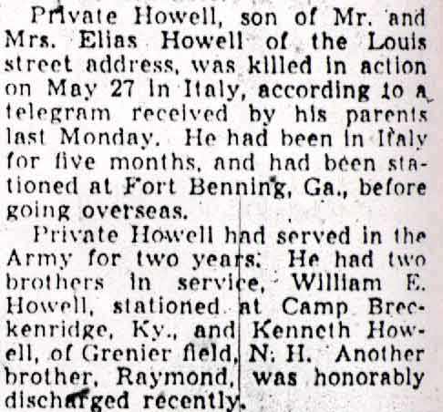 Camden Courier-Post, June 21, 1944 — continued: Private Howell details