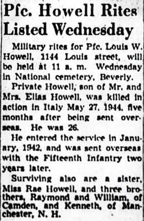 Pfc. Howell Rites Listed Wednesday — Camden Courier-Post, July 24, 1948