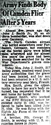 Army Finds Body Of Camden Flier After 5 Years — Camden Courier-Post, April 12, 1949