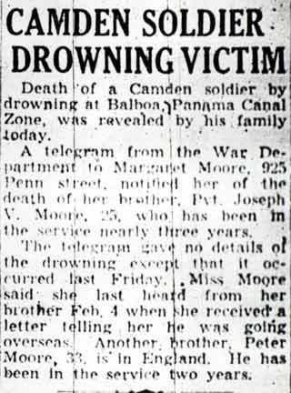 Camden Soldier Drowning Victim — Camden Courier-Post, February 25, 1944