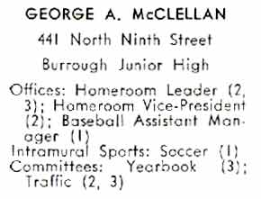 George A. McClellan in the Woodrow Wilson High School yearbook
