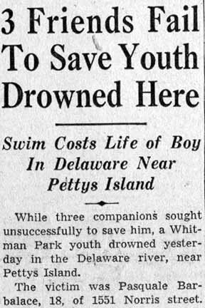 3 Friends Fail To Save Youth Drowned Here — Camden Courier-Post, June 2, 1938, part 1