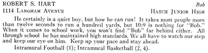 Robert S. Hart in the Woodrow Wilson High School records, Camden NJ