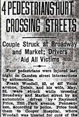 4 Pedestrians Hurt Crossing Streets — Camden Courier-Post, October 13, 1936