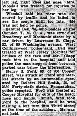 4 Pedestrians Hurt Crossing Streets (continued) — Camden Courier-Post, October 13, 1936