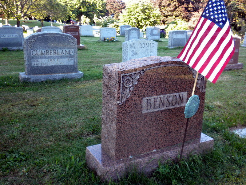 Grave marker for Sidney A. Benson