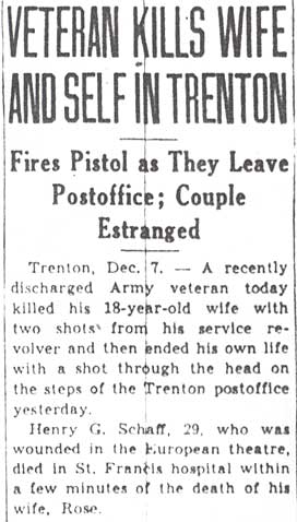 Camden Courier-Post article: Veteran Kills Wife and Self in Trenton, part 1